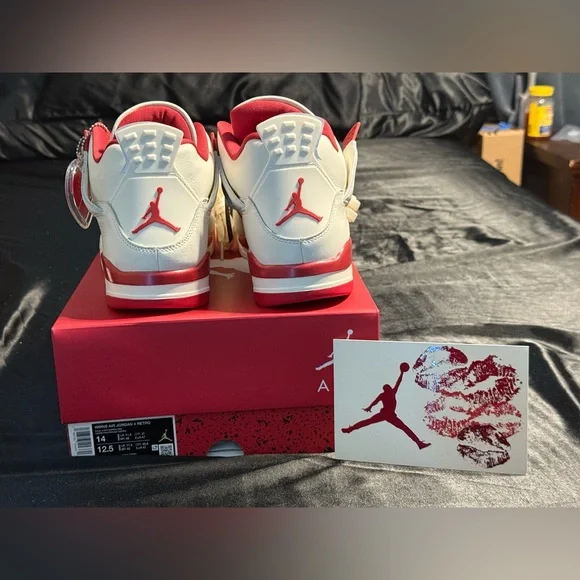 Women's Size 14/Men's Size 12.5 - Air Jordan 4 Retro "Pale Ivory and Tough Red" - Picture 10 of 16